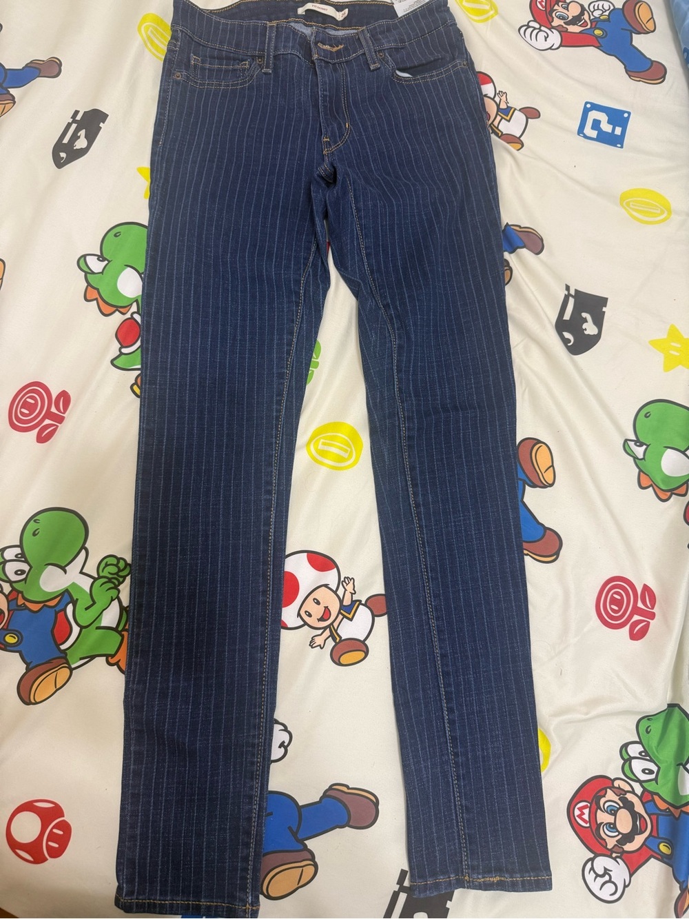 Levi's Navy Pinstripe Skinny Jeans